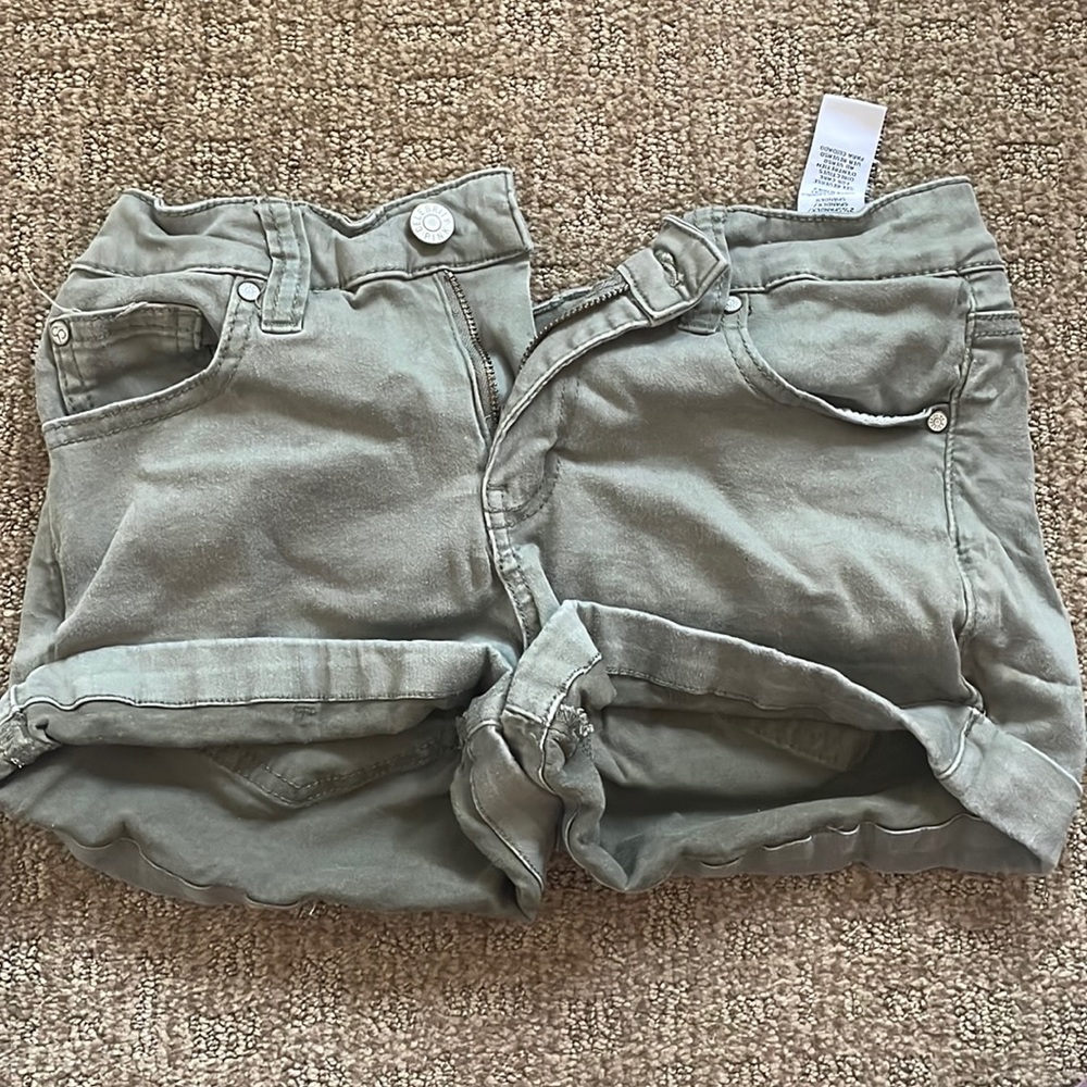 Green Jean shorts that are very comfy and easy to pair!